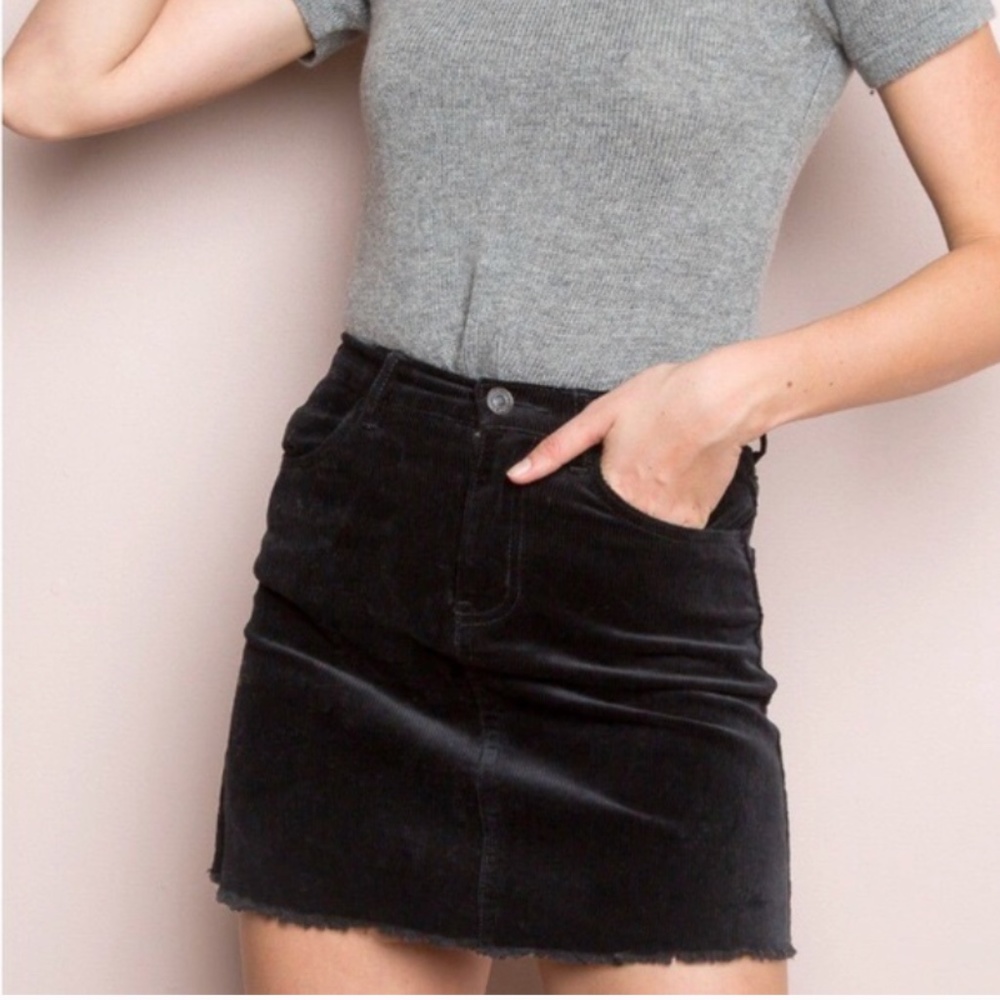 Brandy Melville Black Corduroy Skirt